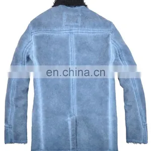 2015 Last Fashion Handsome Lamb Motrocycle Men Long Leather Coat thumbnail-2