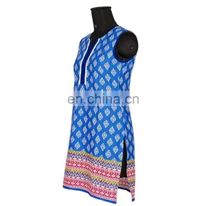 PRINTED KURTI WITH BOTTOM MULTI COLOR 100% COTTON thumbnail-3