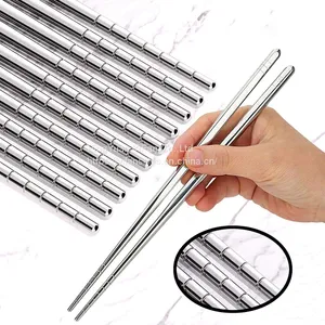 Premium Reusable Metal Stainless Steel Chopsticks Dishwasher Safe Lightweight Metal Chop Stick thumbnail-1