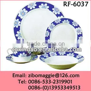 Hot Sale Daily Used Round Shape Floral Print Cheap White Porcelain China Dinnerware Set for Promotion Gift thumbnail-1