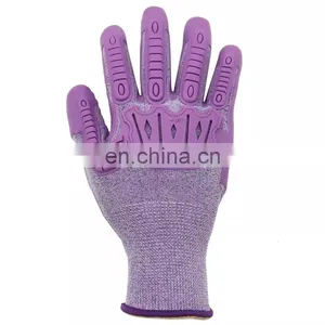Factory Custom TPE TPR Purple Rubber Anti Impact Cut Resistant Protective Mechanic Work Safety Gloves thumbnail-2