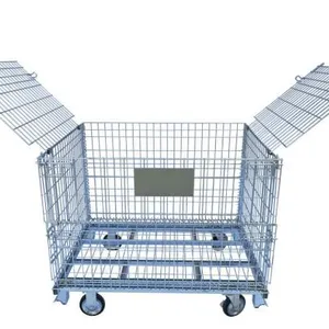 Storage Storage Metal Foldable Pallet Steel Wire Mesh Warehouse Cage Stillage thumbnail-3