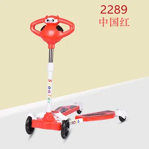 Children's Scooters Children's 3-wheel Music Glowing Folding Toys, Outdoor Sliding Sports, Boys and Girls Kids Kick thumbnail-1
