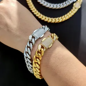 Pulsera De Acero Hombre Hip Hop Stainless Steel Luxury Cuban Jewelry CZ Diamond Bracelets thumbnail-4