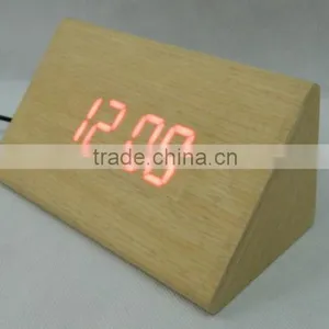 WL1227 Fashion Design Triangle Shape Wooden Digital Alarm Clock thumbnail-2