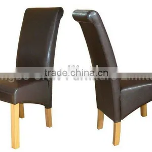 RCH-4065-4 Black High Back Roll Head PU Leather Dining Chair thumbnail-1
