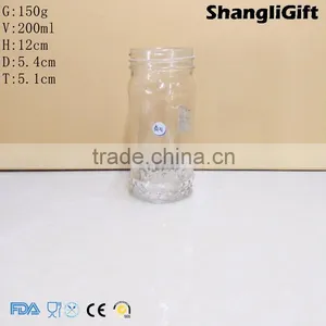 200ml Glass Spice Bottle Pepper Shakers Metal Lids Embossed Glass Bottles thumbnail-1
