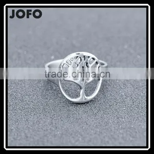 LIFE TREE Famliy Plain Silver Stainless Steel Round Signet Ring thumbnail-1