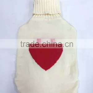2015 New Design Embroidery Red Heart Knitted Hot Water Bag Cover thumbnail-1
