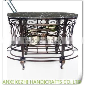 LC-95087 Unique Metal Red Wine Bar Cabinet With Marble Top thumbnail-1