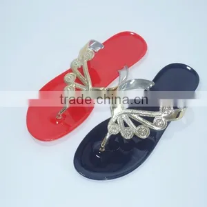2015 Crystal Jelly Pvc Slipper Flip Flop Shoes for Lady Pvc Slipper thumbnail-3