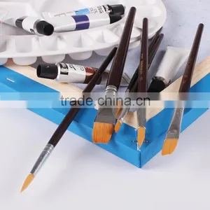 Free Sample 6pcs Nylon Hair Wood Handle Watercolor Artist Brush Set Gouache Brush Set Wholesale thumbnail-2