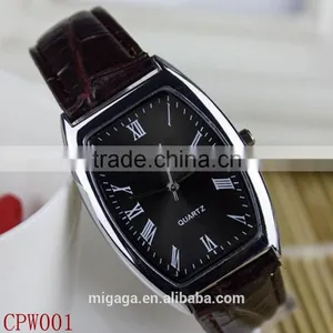Silvery Romantic Leather Band Roman Numberals Couple Watch for Wedding Gifts thumbnail-4