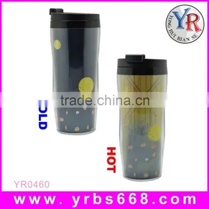 Double Wall Plastic Color Changing Plastic Cup With Lid thumbnail-5