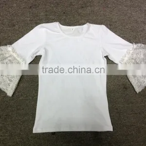 New Organic 95% Cotton 5% Spandex Best Selling Blank White Ruffles Kids t Shirt Wholesale thumbnail-3