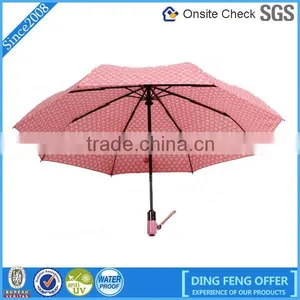 Promotional Auto Open and Close Pink Pongee3 Fold Umbrella With Low Price thumbnail-1