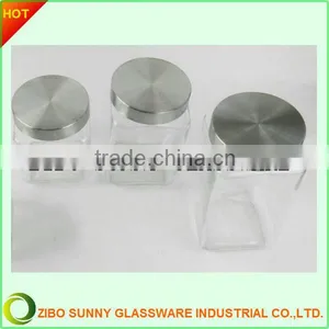 Square Airtight Glass Jar With S/S Lid thumbnail-1
