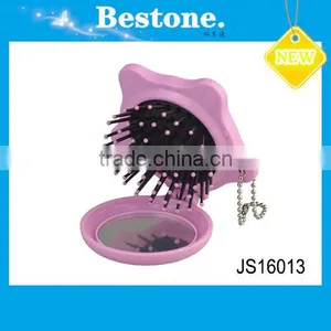Flower Shape Plastic Pocket Mirror With Comb thumbnail-1