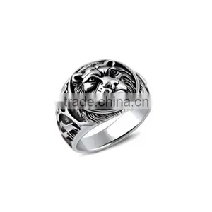 Sterling Silver Lion Pattern Design Silver Ring thumbnail-1