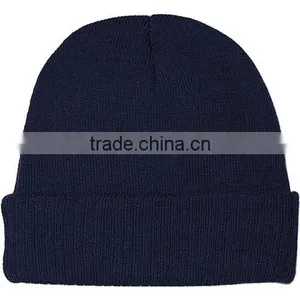 Wholesale Unisex Plain Ski Cuff Knitted Beanie thumbnail-4