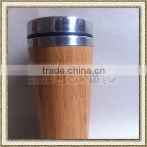 400ml Stainless Steel Wooden Coffee Mug / Bamboo Coffee Mug thumbnail-4