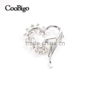 Fashion Jewelry Rhinestone Silver Leaves Heart Brooch Lady Girls Dresses Hijab Scarf Party Gift Apparel Promotion Accessories thumbnail-3