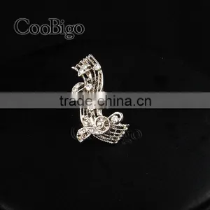 Fashion Jewelry Charming Rhinestone Musical Note Cuff-Link Silver Unisex Party Wedding Gift Promotion Apparel Accessories thumbnail-1