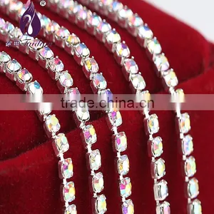 Ss24 Single Row Silver Rhinestone Cup Chain for Garment Bags Shoes Wallet Etc thumbnail-1
