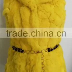 Rabbit Fur Jacket Raccoon Fur Collar Coat Outwear Garment Women Warm thumbnail-1