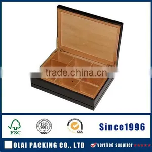 Hot Black Handmade Wooden Tea Display Box With Cup thumbnail-1