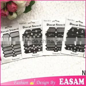 Easam Round Shape Design Hot Sell Hollow Nail Sticker , Nail Polish Nail Stencils thumbnail-1