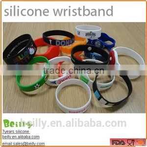 Custom Debossed Embossed Silk Print Ink-filled Colourful Silicone Wristbadn Bracelet thumbnail-1