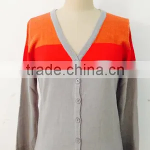 Women Stripe Cardigan Sweater thumbnail-1