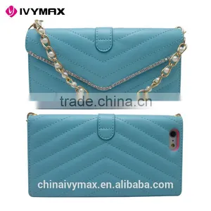 Lady Style Diamond Bling Leather Wallet Case for Iphone 6, for Iphone 6 Case thumbnail-1