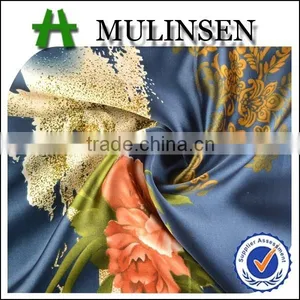 Shaoxing Textile Polyester 50D Dubai Floral Satin Fabric thumbnail-1
