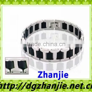 Black Silicone Stainless Steel Bracelet #17000 thumbnail-1