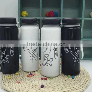 420ml Single Wall Stainless Steel Sports/outdoor Water Bottle With Pattern and Plastic Lid thumbnail-1