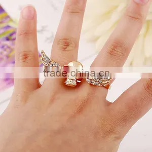 New Jewellery Gold Human Skeleton Wing Ring thumbnail-1