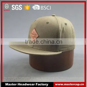 Custom High Quality 6- Panel 100% Cotton Snapback Hat With PU Badge thumbnail-1