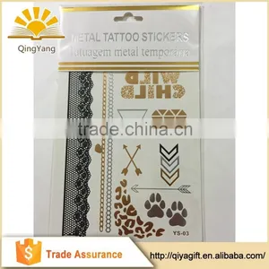 New Fashionable Gold and Silver Metallic Custom Body Golden Uae Stickers Temporary Tattoo thumbnail-1