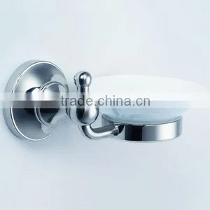 Wall Mounted Glass Soap Dish With Chrome Palted Holder No.7359 thumbnail-1