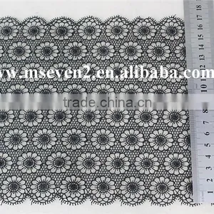 New Black Color Lace Design 2016 Embroidery Scallop Shape Lace Trim Austrian Embroidery Designs Flower Lace in 17cm thumbnail-5