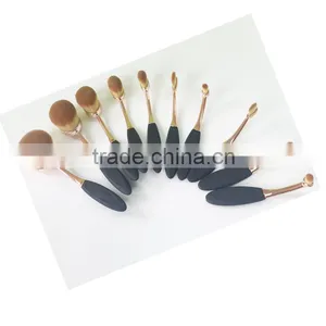 2016 High Quality Make-up Cosmetics Toothbrush Gold Color 10pcs Makeup Brushes thumbnail-3