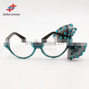 2017 Hottest Sale No.1 Yiwu Export Commission Agent Blue Eye Glasses With Net Bowknot thumbnail-1
