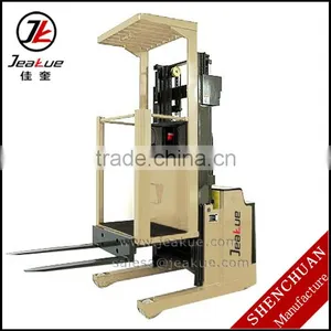 1T 4.5m Electric Stacker With Platform Forklift Order Picker thumbnail-1