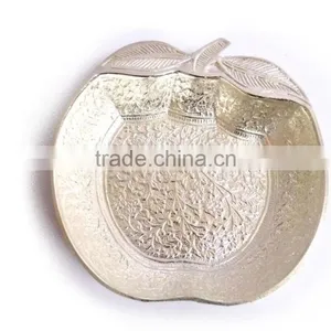 Low Price Wedding Gift Item, Return Gift, Home Decoration Brass Silver Plated Fruit Tray thumbnail-1