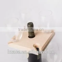 Handcrafted Wine Rack Square Wine Holder Wooden Wine Glass & Bottle Holder Solid Wood Hanging Holder for 4 Stemmed Wine Glasswar thumbnail-1