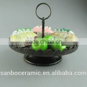 Metal Wedding Cake Stand, Mini Cute Iron Black Antique Style in One Tier thumbnail-1