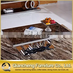Marble Top Coffee Table With Metal Base for Banquet Hall thumbnail-3
