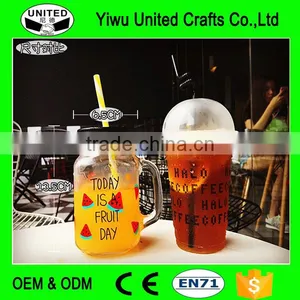 500ml Maison Glass Bottle With Metal Hole in the Centre for Straw thumbnail-1